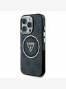 Guess Guess IML 4G Glitter and Triangle Logo MagSafe zadný kryt pre iPhone 16 Pro Max čierny