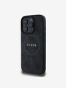 Guess PU Leather 4G Colored Ring MagSafe Zadní Kryt pro iPhone 16 Pro Black Obal na telefón