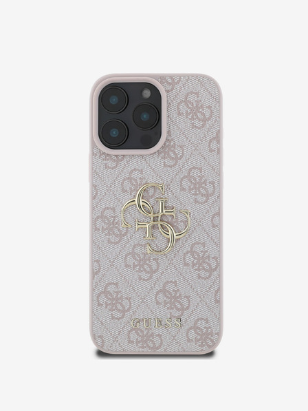 Guess Guess PU 4G Metal Logo zadný kryt pre iPhone 16 Pro Max ružový