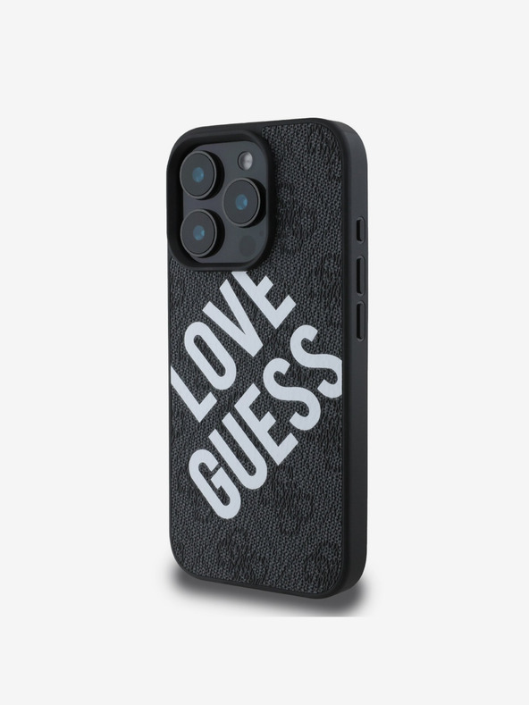 Guess Guess PU Leather 4G Big Love Logo MagSafe Zadný kryt pre iPhone 16 Pro Black