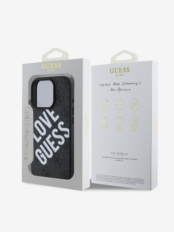 Guess Guess PU Leather 4G Big Love Logo MagSafe Zadný kryt pre iPhone 16 Pro Black