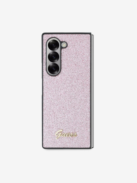 Guess Guess PC/TPU Glitter Flakes Metal Logo zadný kryt pre Samsung Galaxy Z Fold 6 ružový