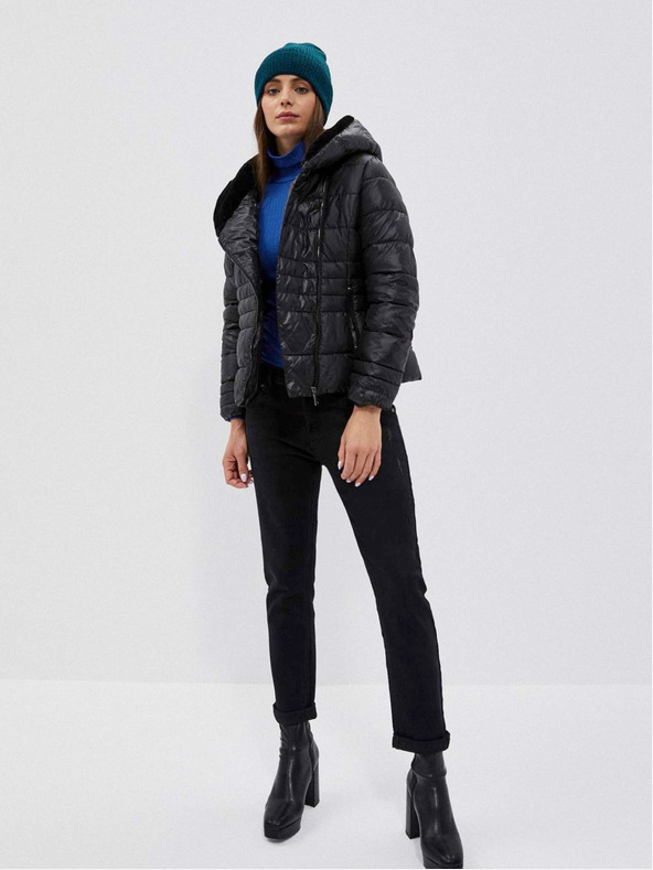 Moodo Čierna dámska prešívaná krátka bunda Moodo