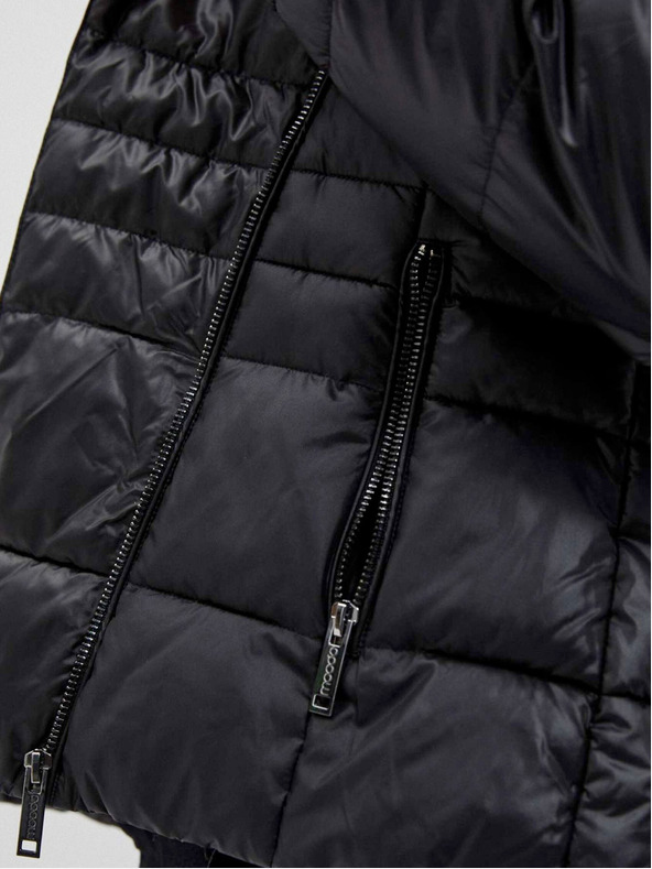 Moodo Čierna dámska prešívaná krátka bunda Moodo