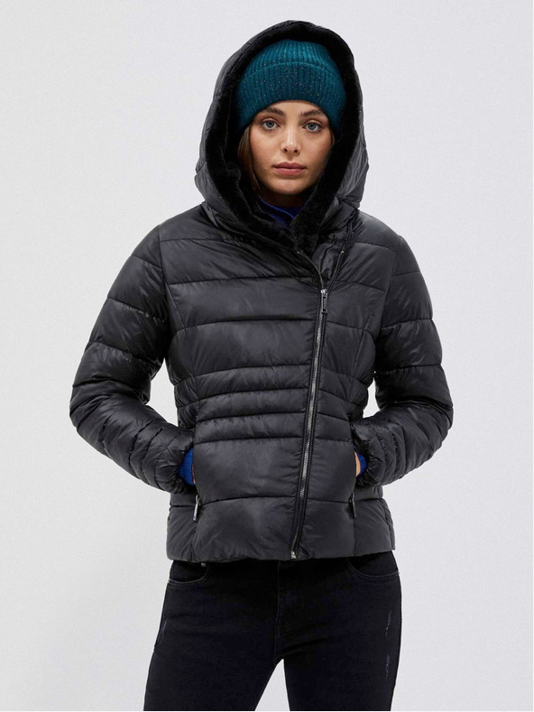 Moodo Čierna dámska prešívaná krátka bunda Moodo