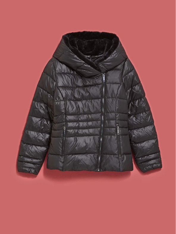 Moodo Čierna dámska prešívaná krátka bunda Moodo