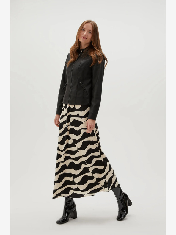 Moodo Čierna dámska kožená bunda Moodo