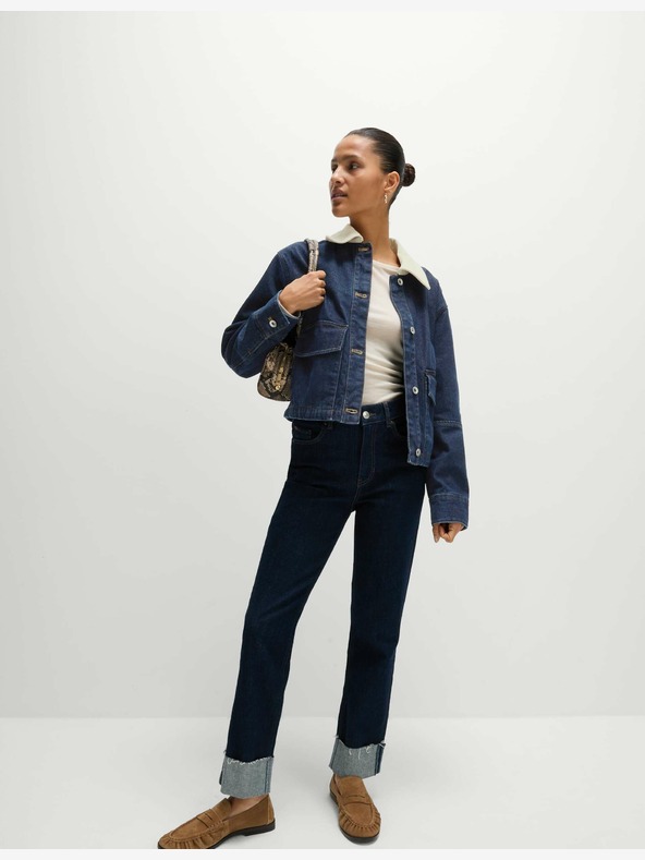 Marks & Spencer Voľná džínsová bunda s golierom Marks & Spencer navy blue