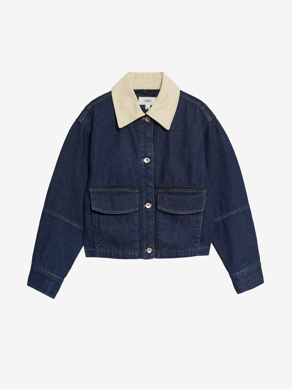 Marks & Spencer Voľná džínsová bunda s golierom Marks & Spencer navy blue