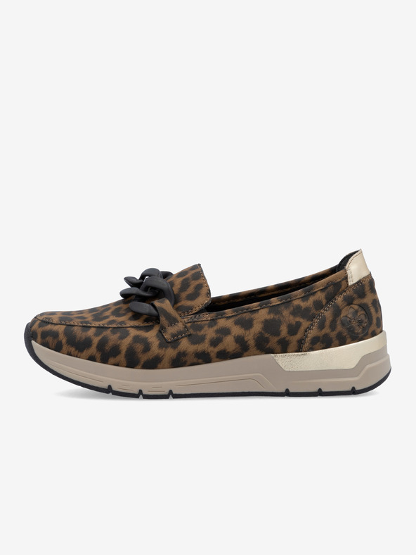 Rieker Dámske čiernohnedé vzorované mokasíny Rieker