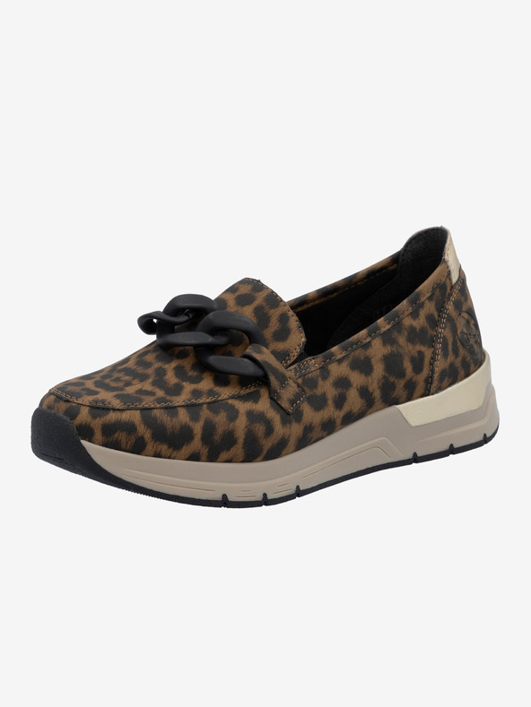 Rieker Dámske čiernohnedé vzorované mokasíny Rieker