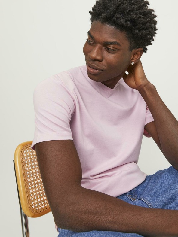 Jack & Jones Ružové pánske tričko Jack & Jones