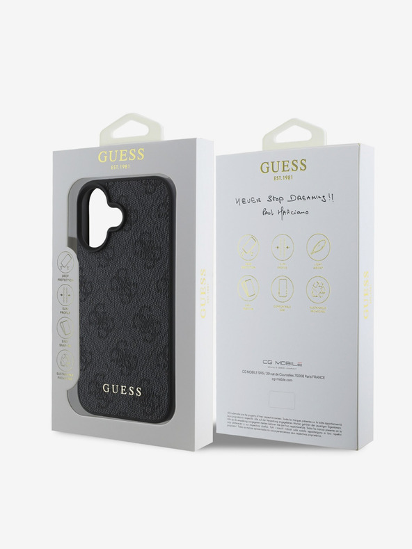 Guess Guess 4G Charm zadný kryt pre iPhone 16 Tone on Tone sivý