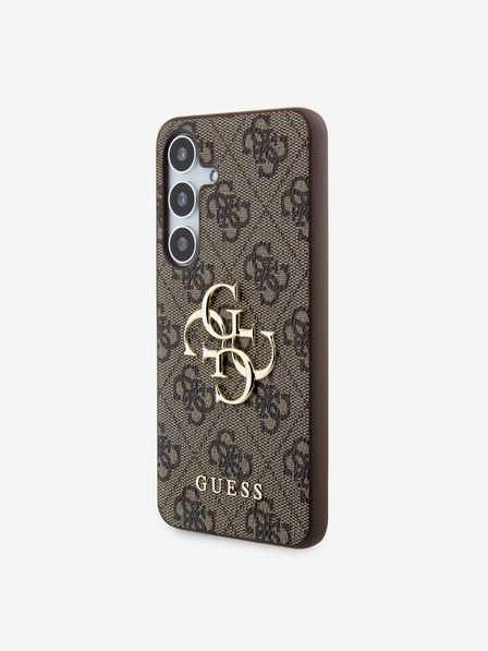 Guess Guess PU 4G kovové logo zadný kryt pre Samsung Galaxy S24+ hnedý