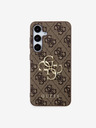 Guess Guess PU 4G kovové logo zadný kryt pre Samsung Galaxy S24+ hnedý