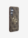 Guess Guess PU 4G kovové logo zadný kryt pre Samsung Galaxy S24+ hnedý