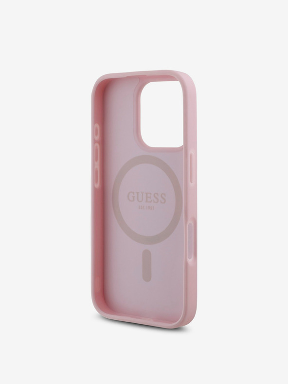 Guess Guess PU Grained 4G Small Metal Logo MagSafe zadný kryt pre iPhone 16 Pro ružový