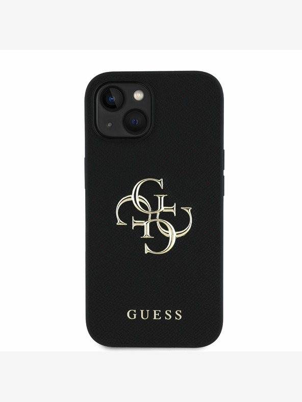 Guess Guess PU Grained 4G Metal Logo zadný kryt pre iPhone 15 čierny