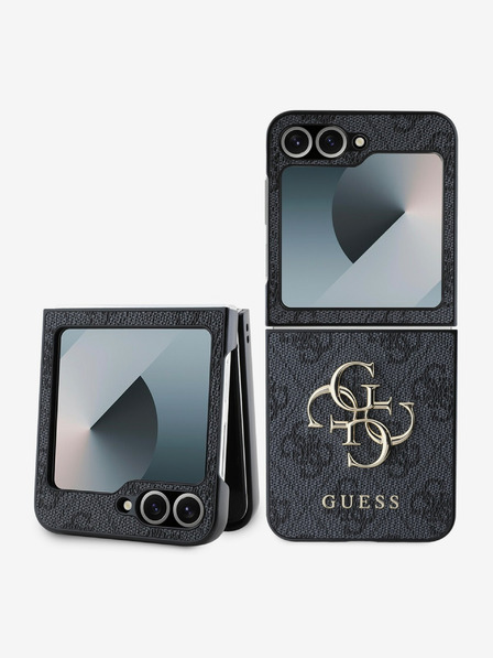 Guess Guess PU 4G kovový zadný kryt s logom pre Samsung Galaxy Z Flip 6 sivý