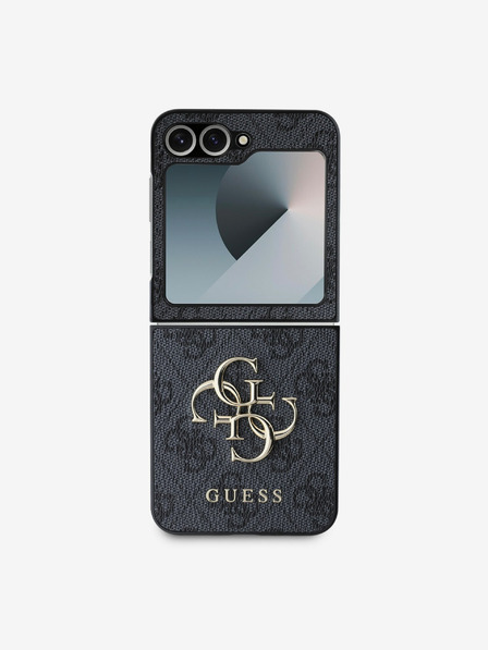 Guess Guess PU 4G kovový zadný kryt s logom pre Samsung Galaxy Z Flip 6 sivý