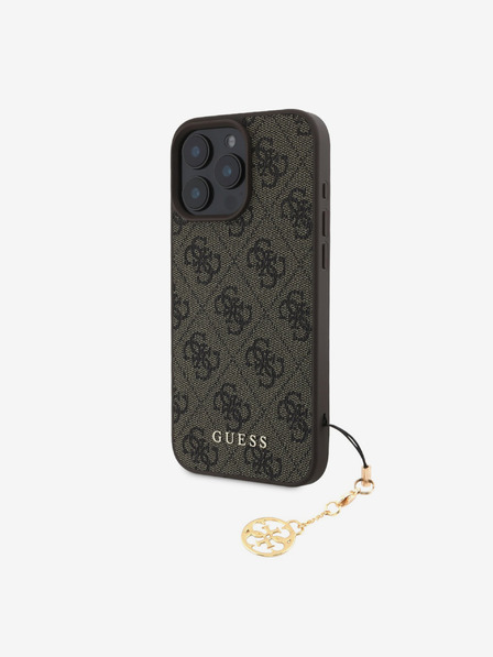 Guess Guess 4G očarujúci zadný kryt pre iPhone 16 Pro Max Tone on Tone Brown
