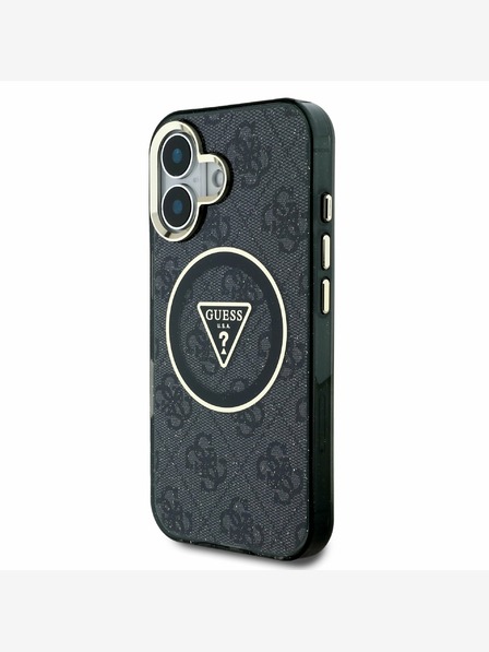 Guess Guess IML 4G Glitter and Triangle Logo MagSafe zadný kryt pre iPhone 16 Black