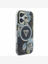 Guess Guess IML Glitter Magnolia and Triangle Logo MagSafe zadný kryt pre iPhone 16 čierny