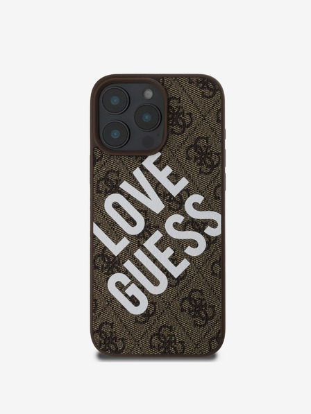 Guess Guess PU Leather 4G Big Love Logo MagSafe zadný kryt pre iPhone 16 Pro hnedý