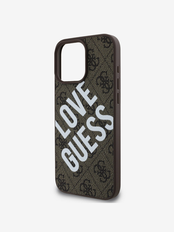 Guess Guess PU Leather 4G Big Love Logo MagSafe zadný kryt pre iPhone 16 Pro hnedý