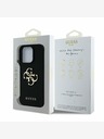 Guess Guess PU zrnitý 4G kovový zadný kryt s logom pre iPhone 15 Pro Max čierny