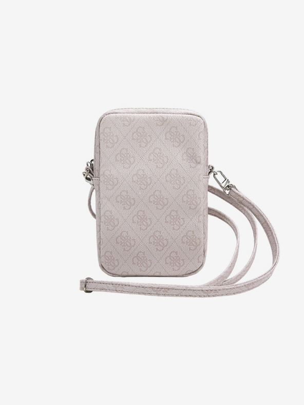 Guess PU 4G Triangle Logo Taška na Telefon se Zipem Pink Obal na telefón
