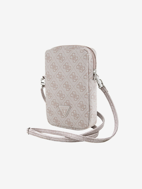 Guess PU 4G Triangle Logo Taška na Telefon se Zipem Pink Obal na telefón