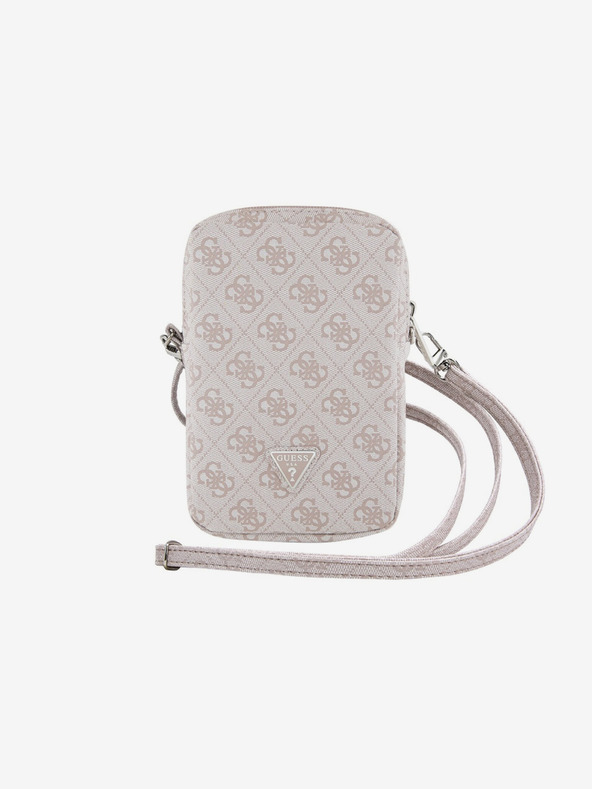 Guess PU 4G Triangle Logo Taška na Telefon se Zipem Pink Obal na telefón