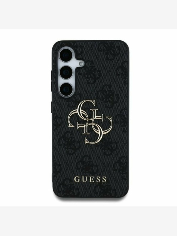 Guess PU 4G Metal Logo Zadní Kryt pro Samsung Galaxy S25 Grey Obal na telefón