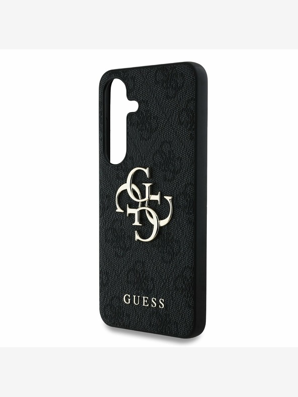 Guess PU 4G Metal Logo Zadní Kryt pro Samsung Galaxy S25 Grey Obal na telefón