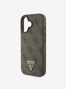 Guess Guess PU 4G štrasové kovové logo zadný kryt pre iPhone 16 hnedý