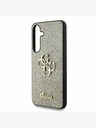 Guess Guess PU pevný zadný kryt s kovovým logom 4G s trblietkami pre Samsung Galaxy S25+ zlatý