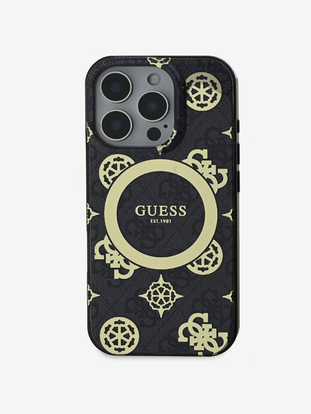 Guess IML 4G Peony MagSafe Zadní Kryt pro iPhone 16 Pro Max Black Obal na telefón
