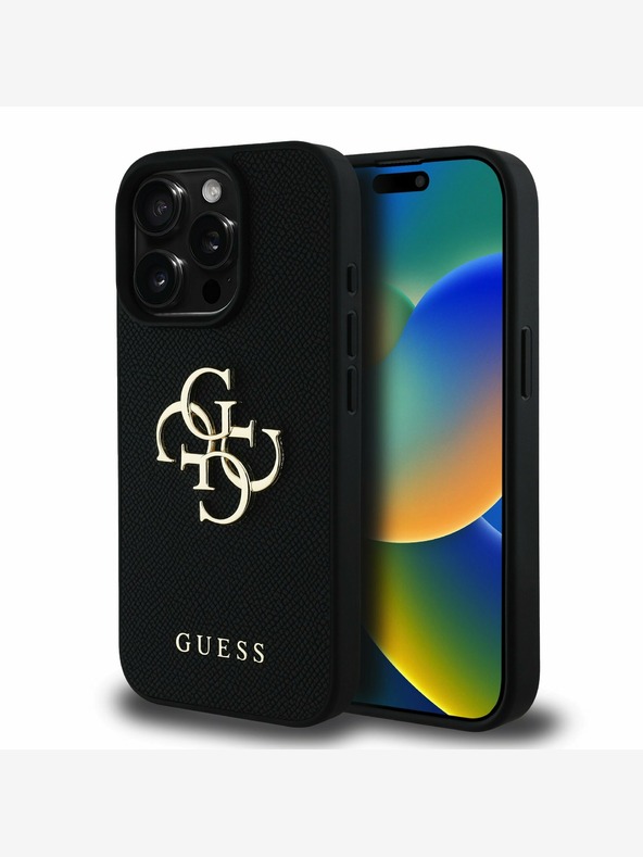Guess Guess PU Grained 4G Metal Logo Back Cover pre iPhone 15 Pro Black