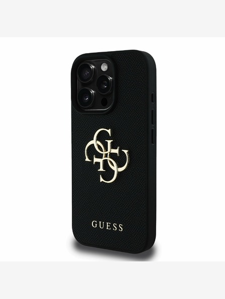 Guess Guess PU Grained 4G Metal Logo Back Cover pre iPhone 15 Pro Black