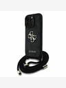 Guess Guess PU PU PU kovové logo Crossbody Strap zadný kryt pre iPhone 15 Pro čierny