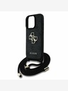 Guess Guess PU PU PU kovové logo Crossbody Strap zadný kryt pre iPhone 15 Pro čierny