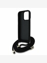 Guess Guess PU PU PU kovové logo Crossbody Strap zadný kryt pre iPhone 15 Pro čierny
