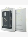 Guess Guess PU PU PU kovové logo Crossbody Strap zadný kryt pre iPhone 15 Pro čierny
