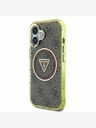 Guess Guess IML 4G Glitter and Triangle Logo MagSafe zadný kryt pre iPhone 16 hnedý