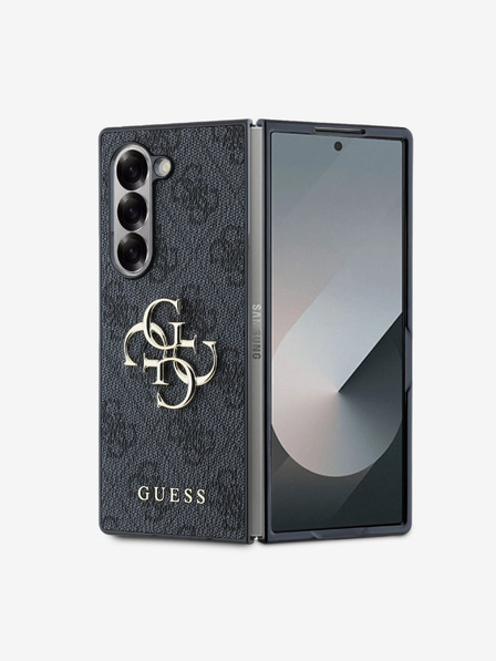Guess Guess PU 4G Kovový zadný kryt s logom pre Samsung Galaxy Z Fold 6 Grey