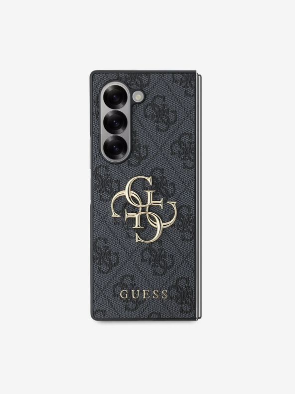 Guess Guess PU 4G Kovový zadný kryt s logom pre Samsung Galaxy Z Fold 6 Grey