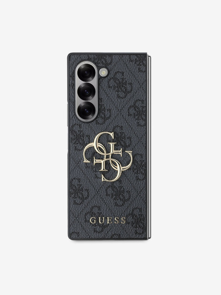 Guess Guess PU 4G Kovový zadný kryt s logom pre Samsung Galaxy Z Fold 6 Grey