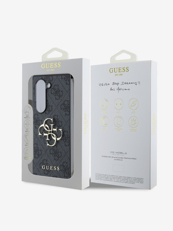 Guess Guess PU 4G Kovový zadný kryt s logom pre Samsung Galaxy Z Fold 6 Grey
