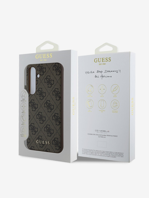 Guess Guess 4G Charm zadný kryt pre Samsung Galaxy S24 FE hnedý